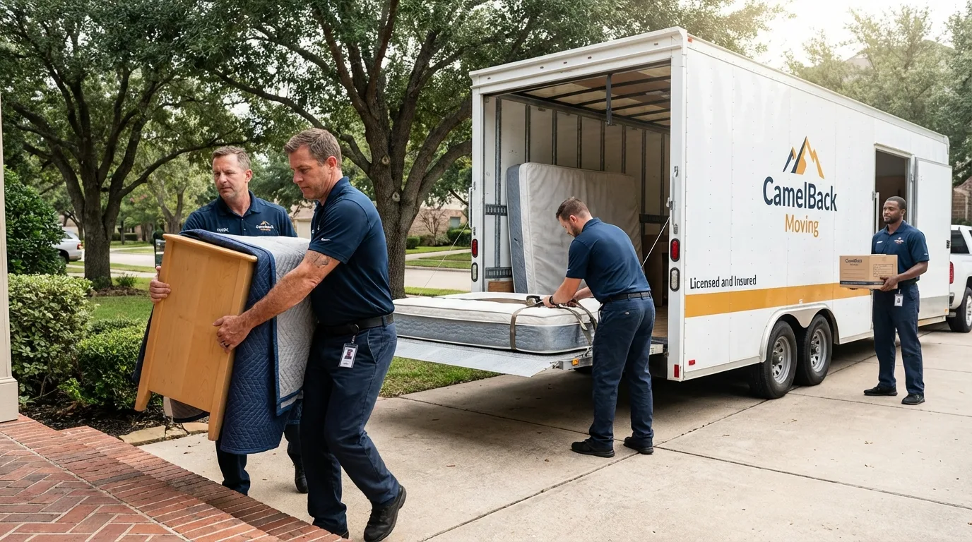 Crew loading residential truck for cross-state move from Rome City, IN