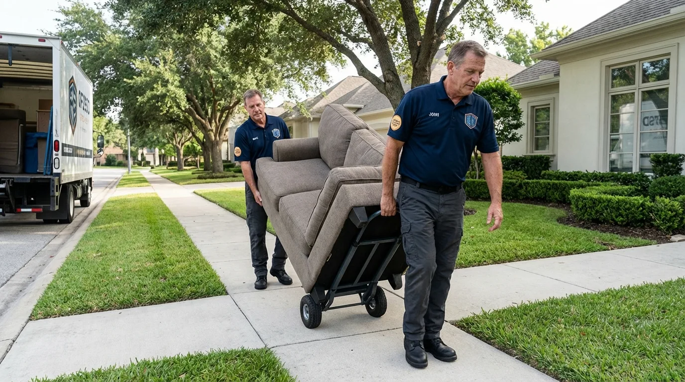 Local residential moving crew loading furniture in Rome City, IN